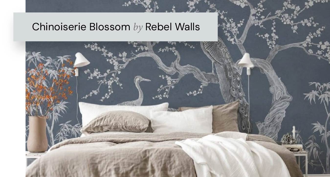 Oriental and Chinoiserie Bird Wallpaper 